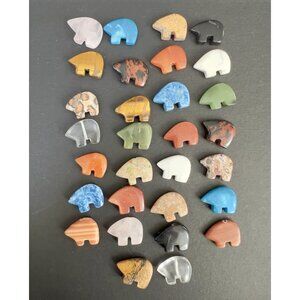 30 Vintage Zuni-style Carved Bear Gemstones Bead Fetishes
